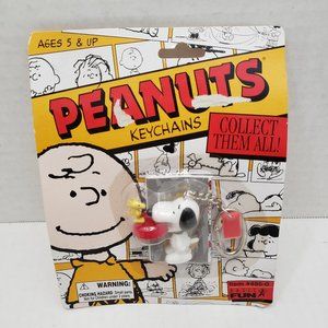 Peanuts Keychain Fob Cartoon Snoopy & Woodstock Figures Collect New Gift
